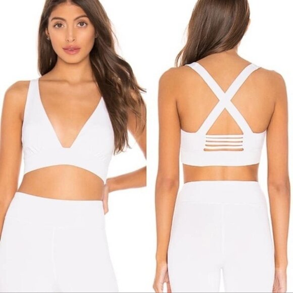 LOVEWAVE Claire Triangle Criss Cross Back Sports Bra White - Picture 1 of 7